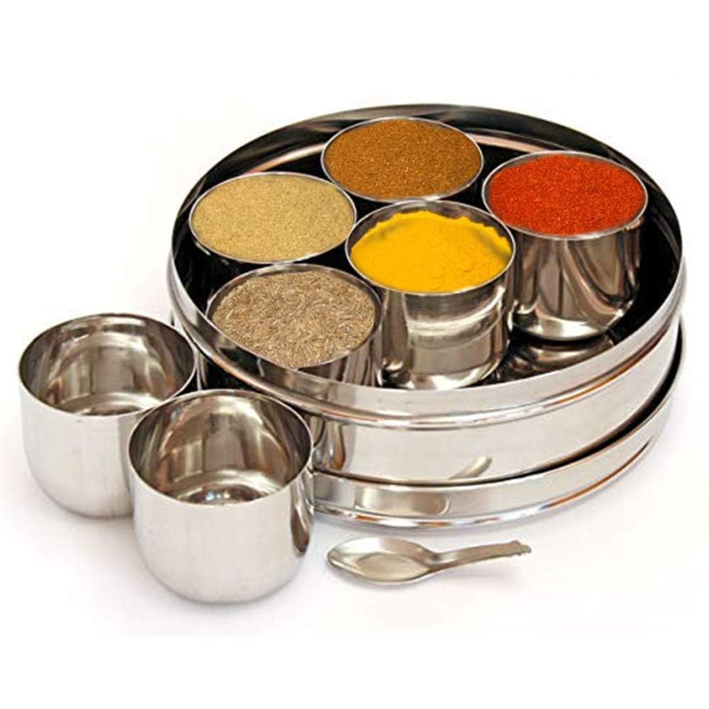 Stainless Steel Indian Spice Box, Masala Dabba with 7 Containers | Includes Spoon-image-46