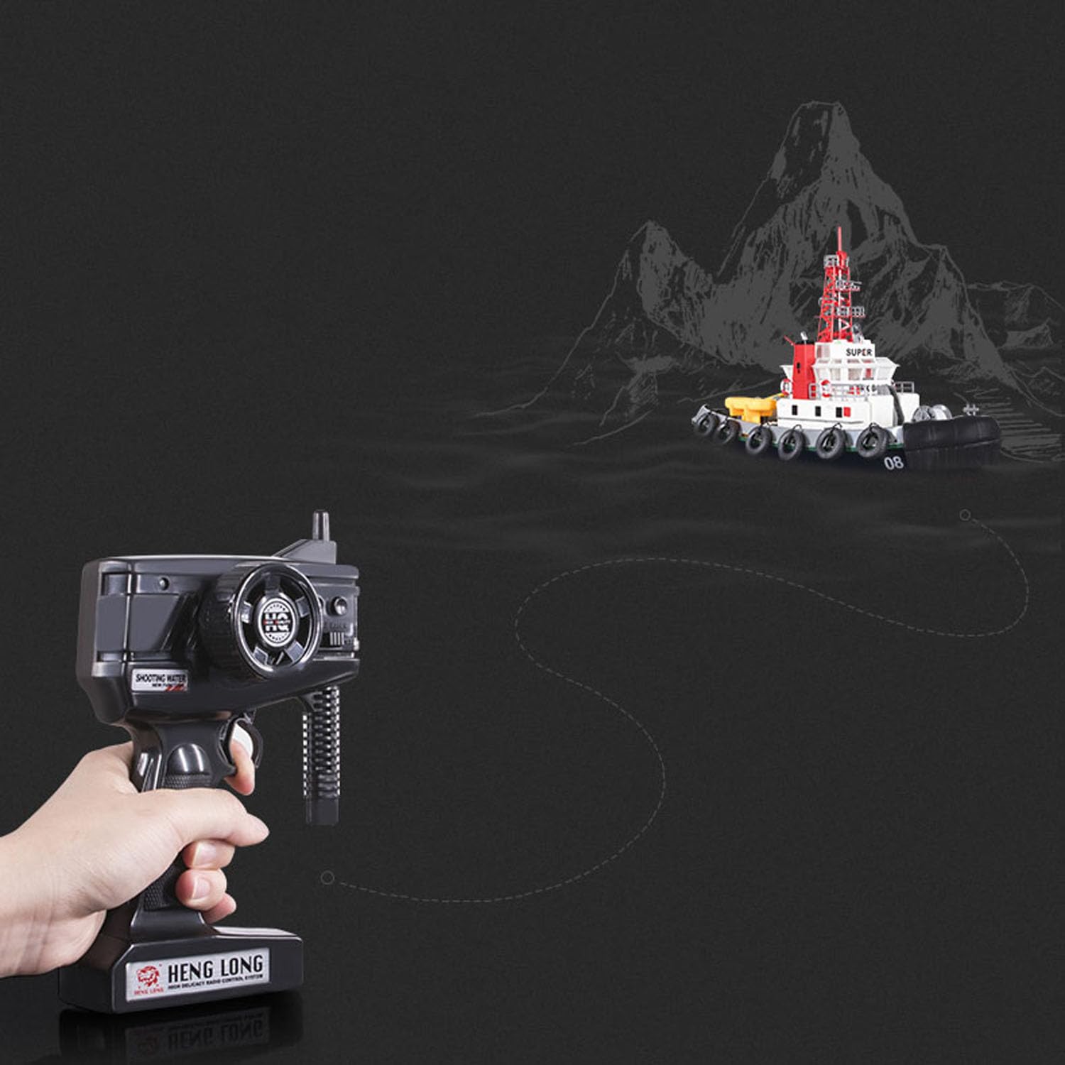 2,4-GHz Henglong RC-Feuerwehrboot ferngesteuertes Wasserstrahlschiff Modell | Echtes Wasserstrahlsystem für realistische Spritzfunktion, kompaktes ferngesteuertes Boot für Wasser-Hobbyisten