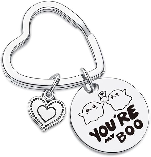 Hibetek Halloween Boo Basket Stuffers for Women Her Boo Keychain
