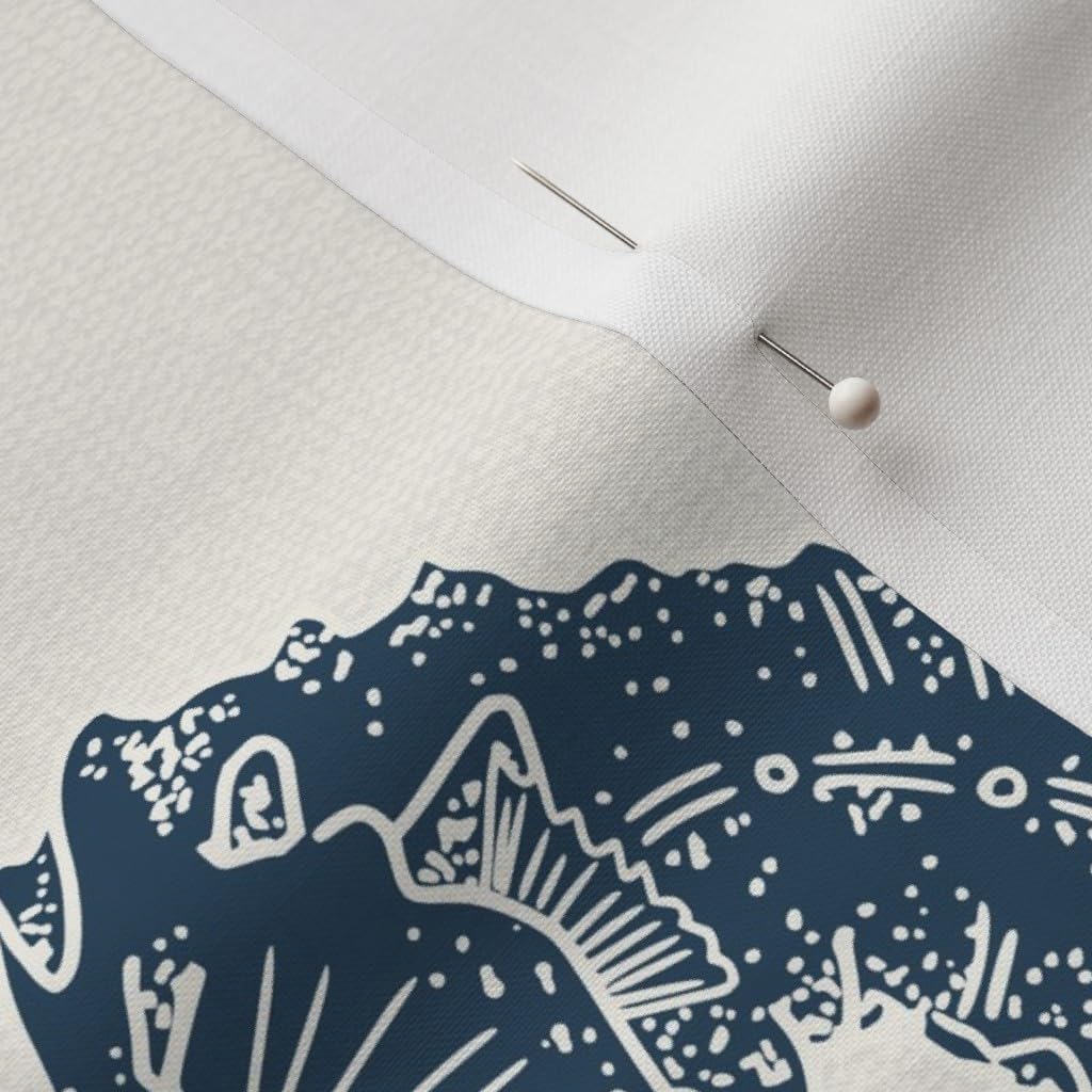 Spoonflower Fabric - Coastal Seahorse Beach Sealife Sea Ocean Nautical Blue Cream Maritime Printed on Petal Signature Cotton Fabric Fat Quarter - Sewing Quilting Apparel Crafts Decor