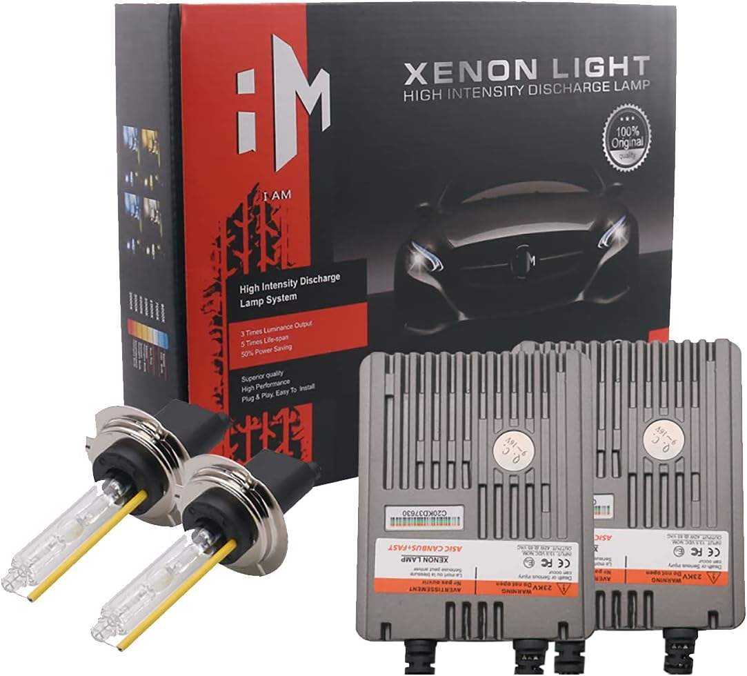 H7 HID Headlight Bulbs,42W 5500 LM Bright White HID H7 Xenon Headlights Conversion Kit with Super Canbus,DC 12V,6000k Car light Restoration Kit,IP67 Waterproof,Pack of 2.