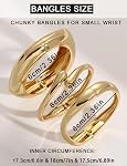 Chunky Gold Bangle Bracelets for Women, Dainty 14k Gold Plated Big Stackable Bangles Set, Trendy Cuff Bracelet Stack Fashion Jewelry Gifts