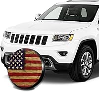 Vista 4 de Cubierta de neumático Bandera Americana de madera recuperada de poliéster potable universal para rueda de repuesto para remolque, RV, SUV