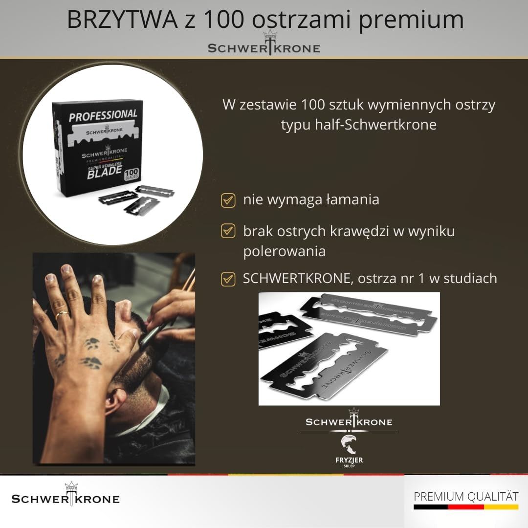 Schwertkrone maszynka do golenia ze stali nierdzewnej ze 100 ostrzami premium i etui