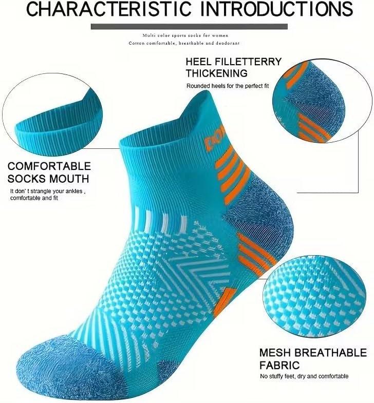 Men's Athletic Compression Ankle Socks 5 Pairs, Nylon Moisture Wicking Performance Running Socks for Sports & Workout