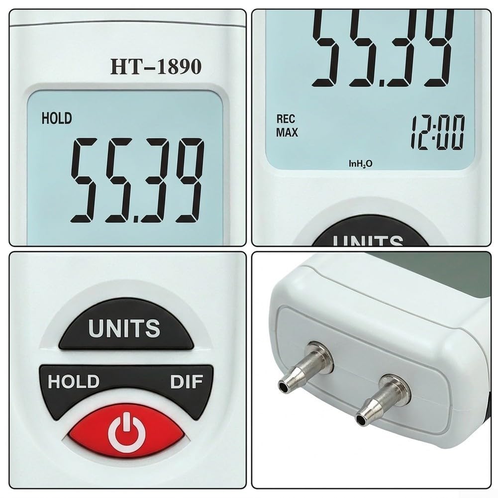 Medidor de presión digital ± 13,79 kPa 0,3% de precisión LCD dual