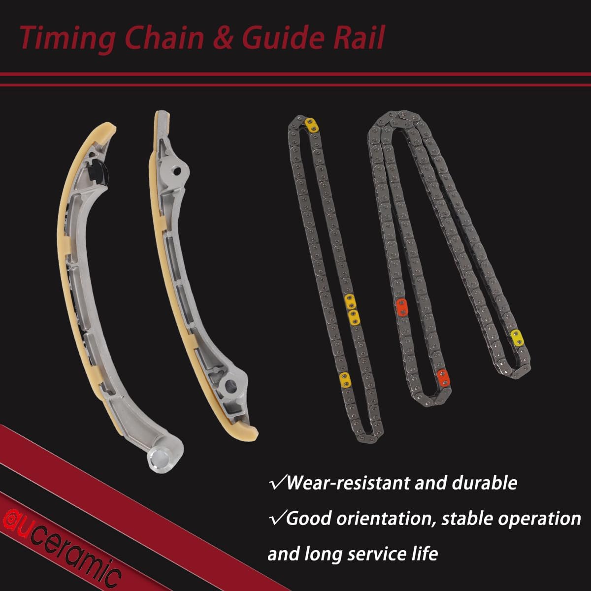 AUCERAMIC 9-4221S 2TRFE Timing Chain Kit Fit for 2005-2015 Toyota Tacoma 2005-2017 Hiace 2010 4Runner 2006-2008 2010-2015 Hilux 2.7L L4 Replace # 135060C040 1350775010