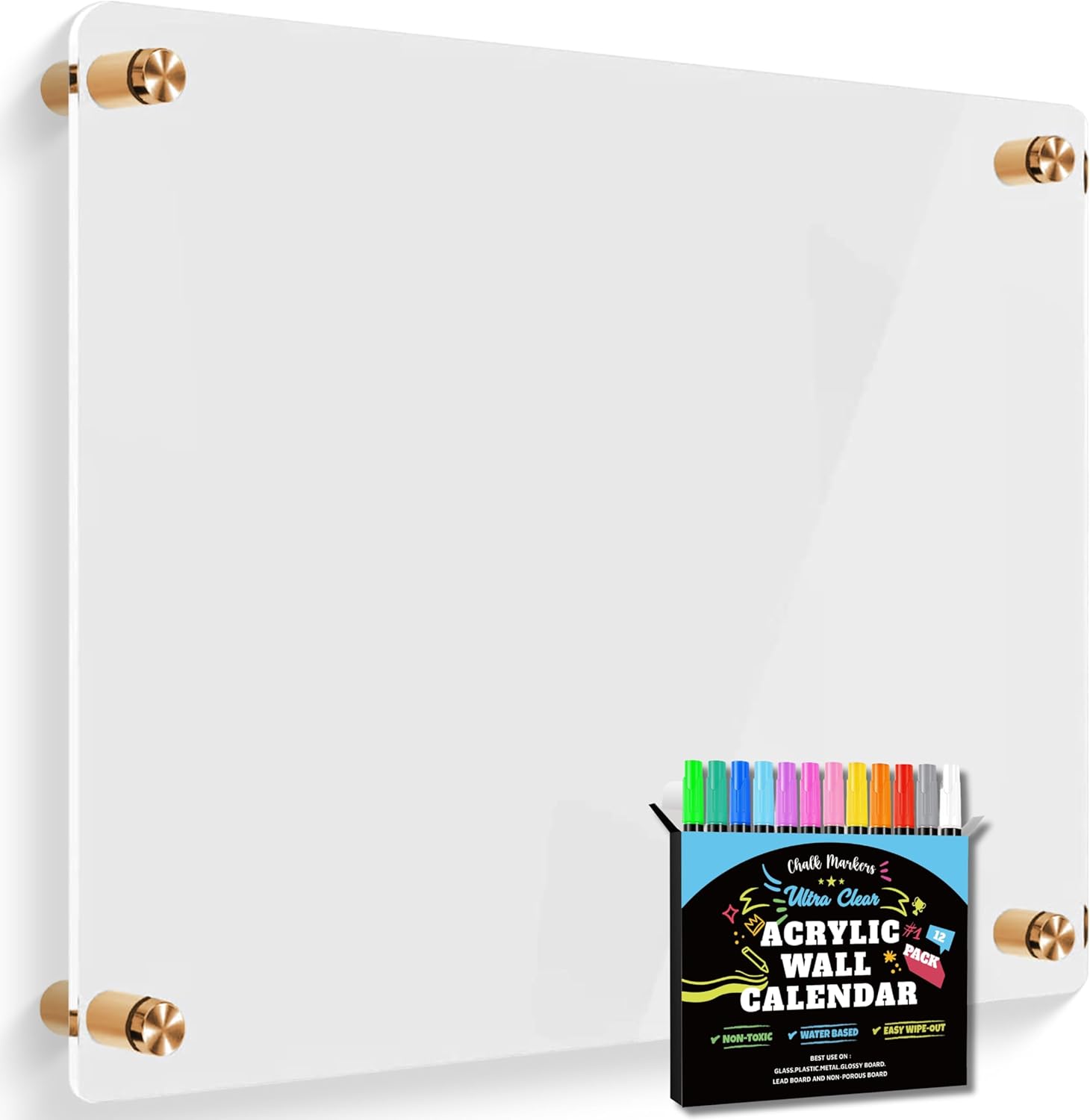 Premium Ultra-Clear Acrylic Dry Erase Writing Board | Clear Non-Magnetic Plexi Glass Wall Calendar Floating Family Planner Memo Whiteboard | 36" x 24" (Large 28" X 20")