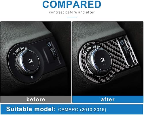 Miniatura 5 de AIRSPEED Adhesivo de fibra de carbono para interruptor de faros de coche, calcomanía interior compatible con Chevrolet Camaro 2010-2015 Accesorios