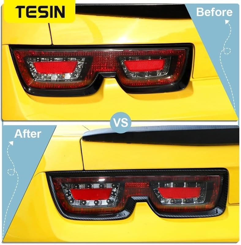 ABS Car Rear Tail Light Lamp Decoration Cover Trim Compatible for Chevrolet Camaro 2010 2011 2012 2013 2014 2015 Exterior Accessories(Carbon Fiber 10-13)