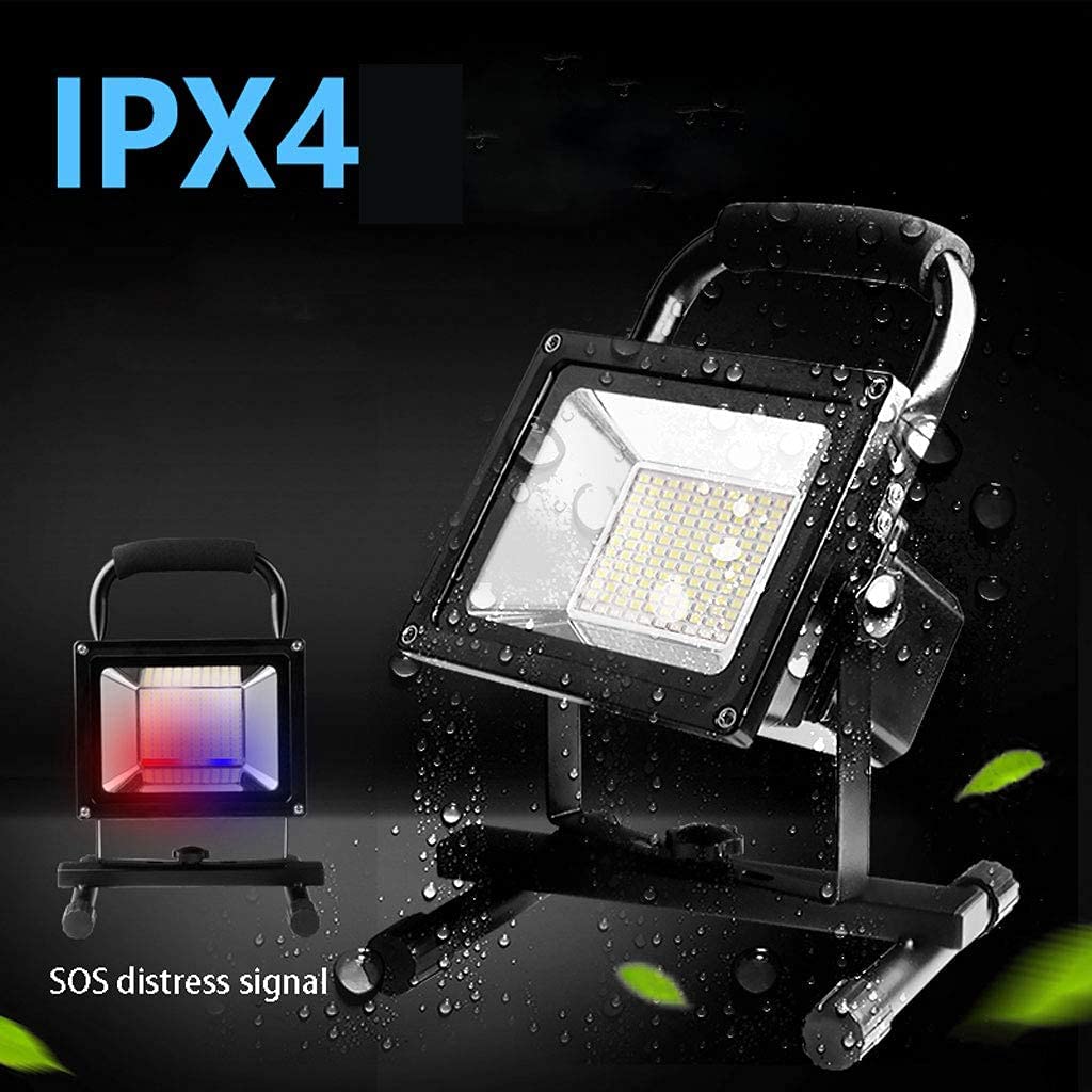 Luce LED ricaricabile da lavoro, proiettore portatile per campeggio, barbecue, emergenza, lampada di proiezione impermeabile IP66, illuminazione spot luminosa per uso domestico ed esterno