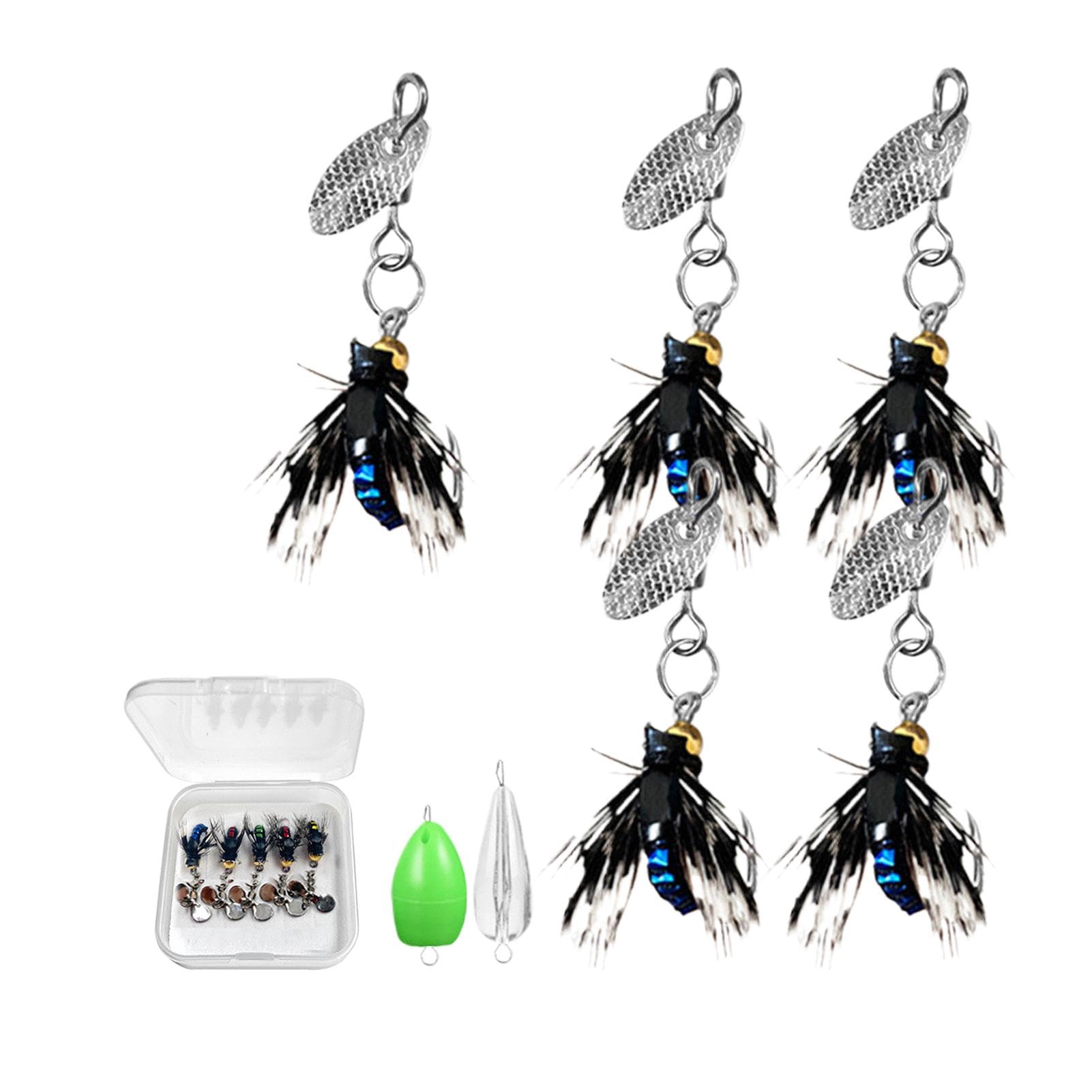 Bass Fly Fishing Lures - Colorful Artificial Bait, Fly Fishing Assortment Kit, Steel Hook,Saltwater and Freshwater Fly Fishing Gear for Outdoor Fishing Lovers Anglers