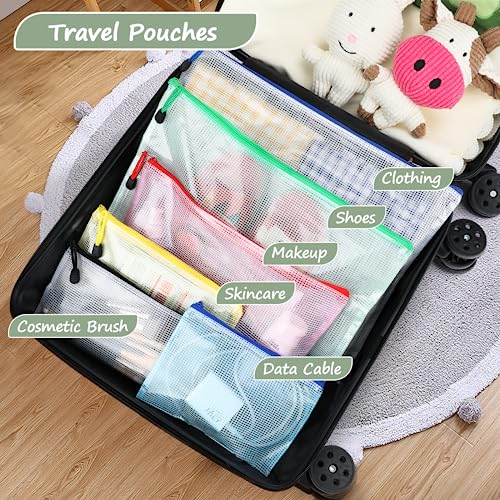 Smarpau Zipper Pouches 12 Pack, Multisize Plastic Mesh Zipper Pouches For Organizing, Waterproof Document File Bags For Office Supplies, Travel Storage And Home Organize #TOP5
