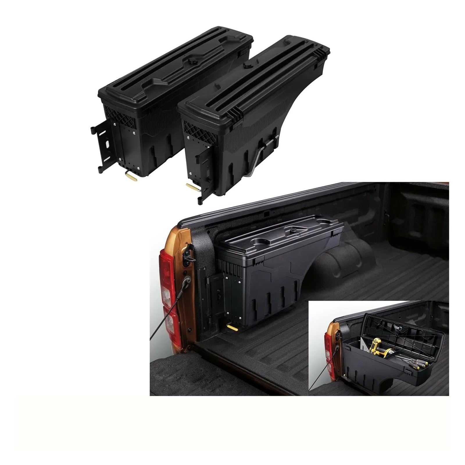 Cujjsrwp Parcel Shelf Truck Bed Toolbox Lockable Storage Box Case Tool Box For For Ranger T6 T7 T8 2012-2022 For Wildtrak XL For XLS For XLT For Limited Rear Trunk Parcel