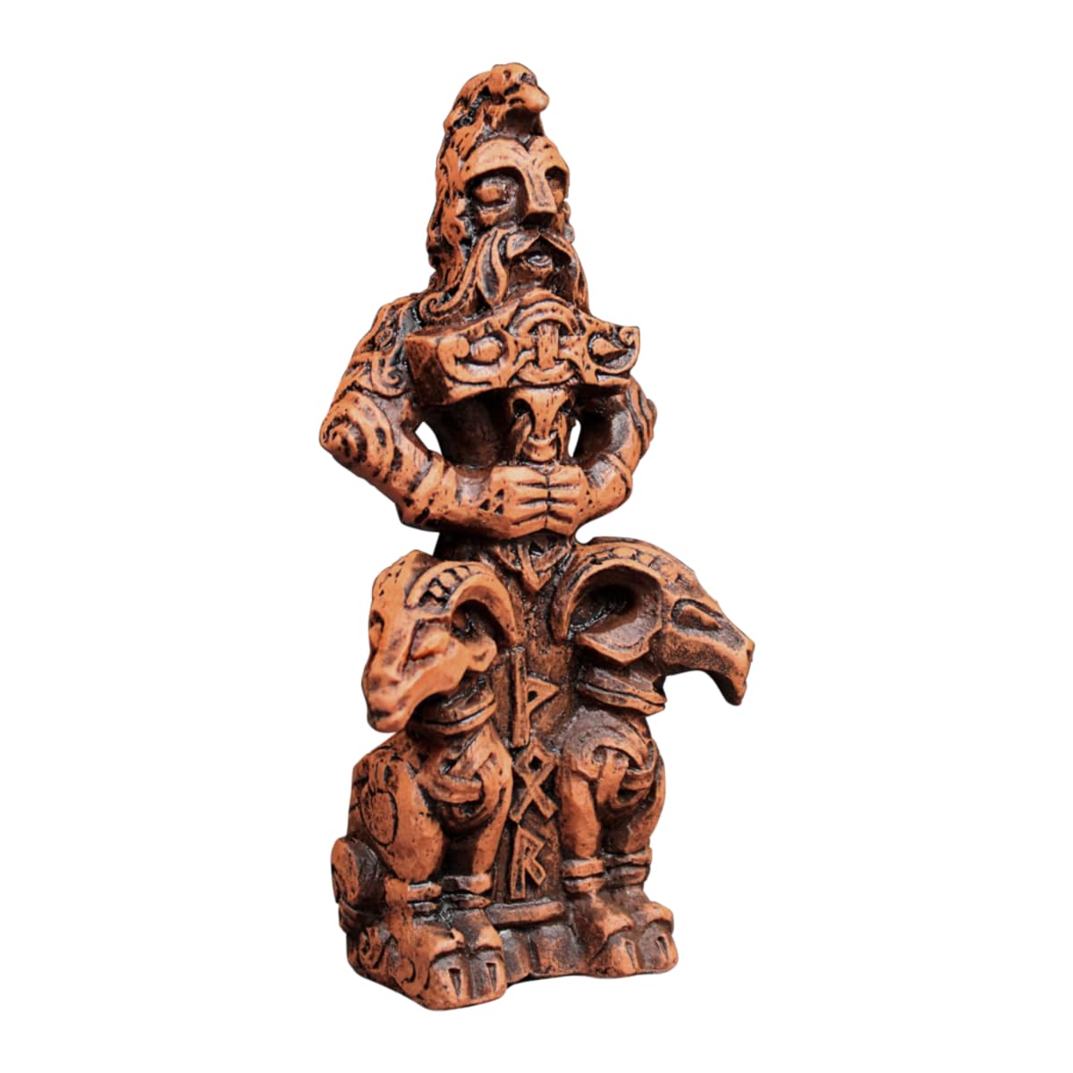 Dryad Design Thor Figurine - Norse Viking God of Thunder Statue Home Decor 4.5" Tall (Wood Finish)