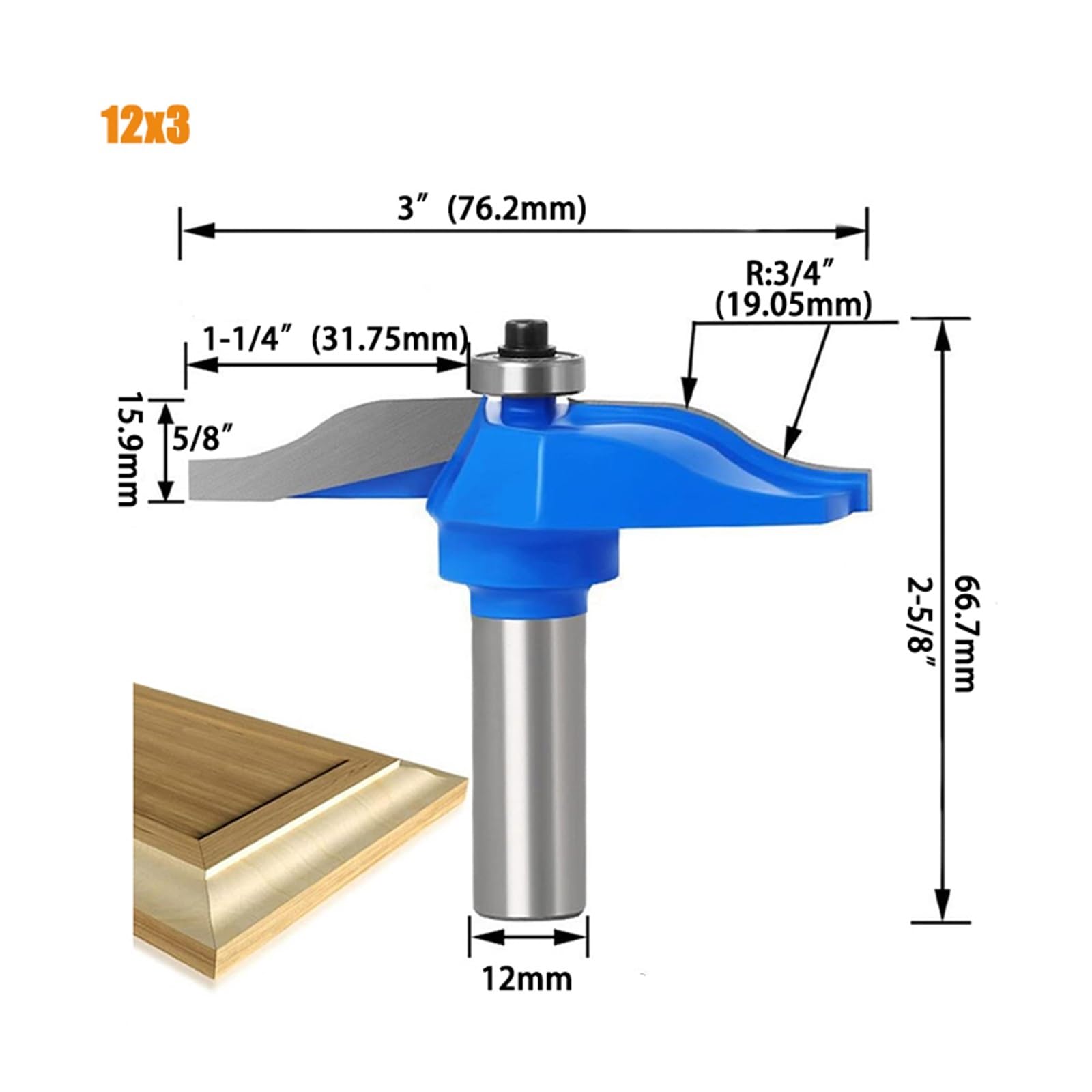 1 szt. 12mm 1/2 "trzpień okrągły nad szyną ramiakowa z panelem wnękowym Raiser Bit zestaw routerów czop frez drewno do narzędzi obróbki drewna(12x76.2mm)