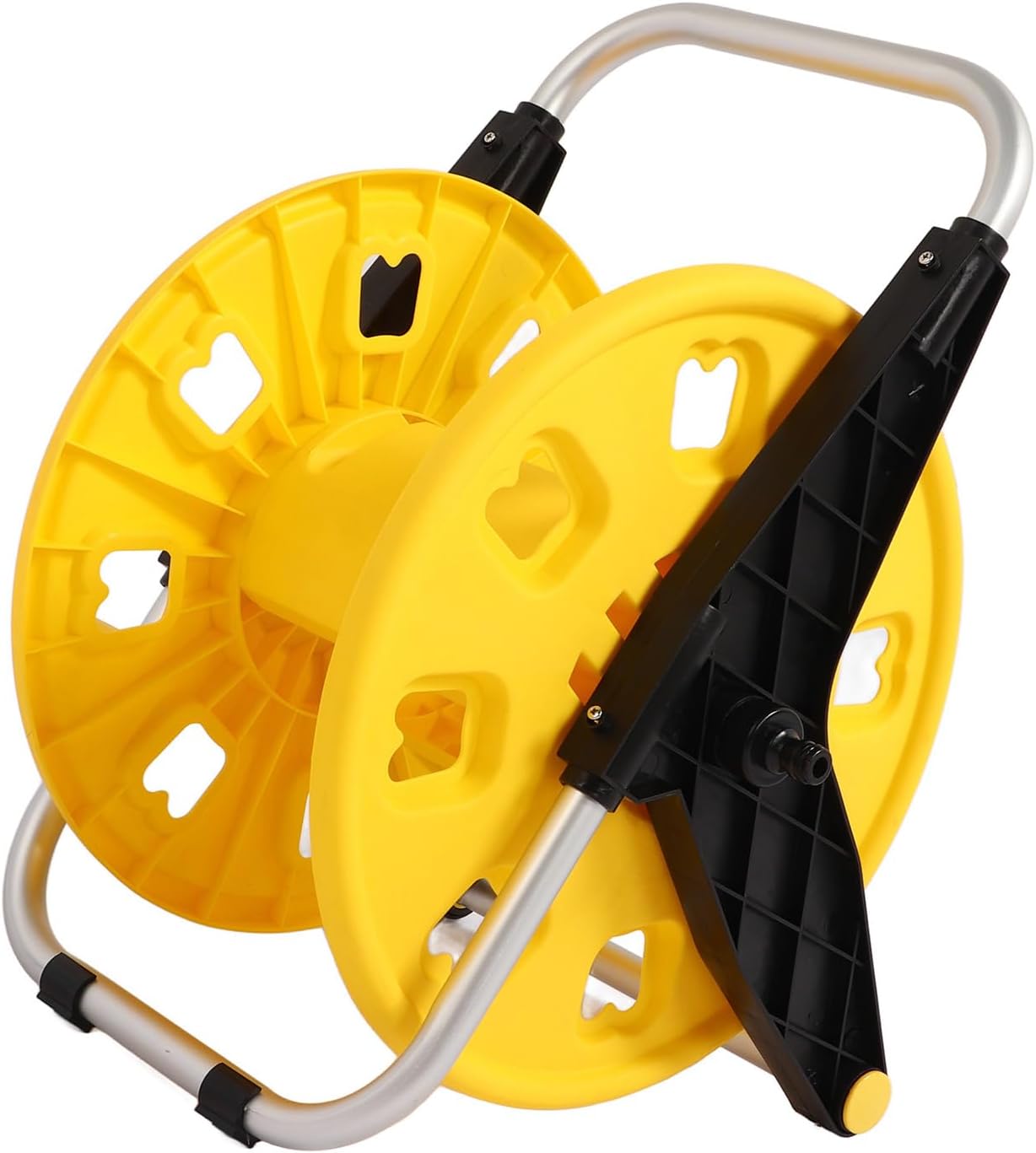Garden Hose Reel Portable Holder Holds 60m Water Pipes Yellow H 3050S for Lawn Courtyards
