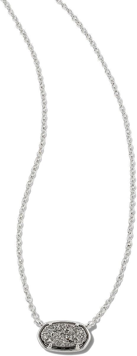 Kendra Scott Grayson Collar con colgante de piedra en drusa de platino, latón chapado en rodio, joyería de moda para mujer