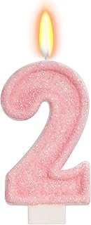 Pink Birthday Candles - Number 2 Candle for 2nd Birthday Decorations for Girl, Two Sweet Ice Cream Party Decorations for Girls