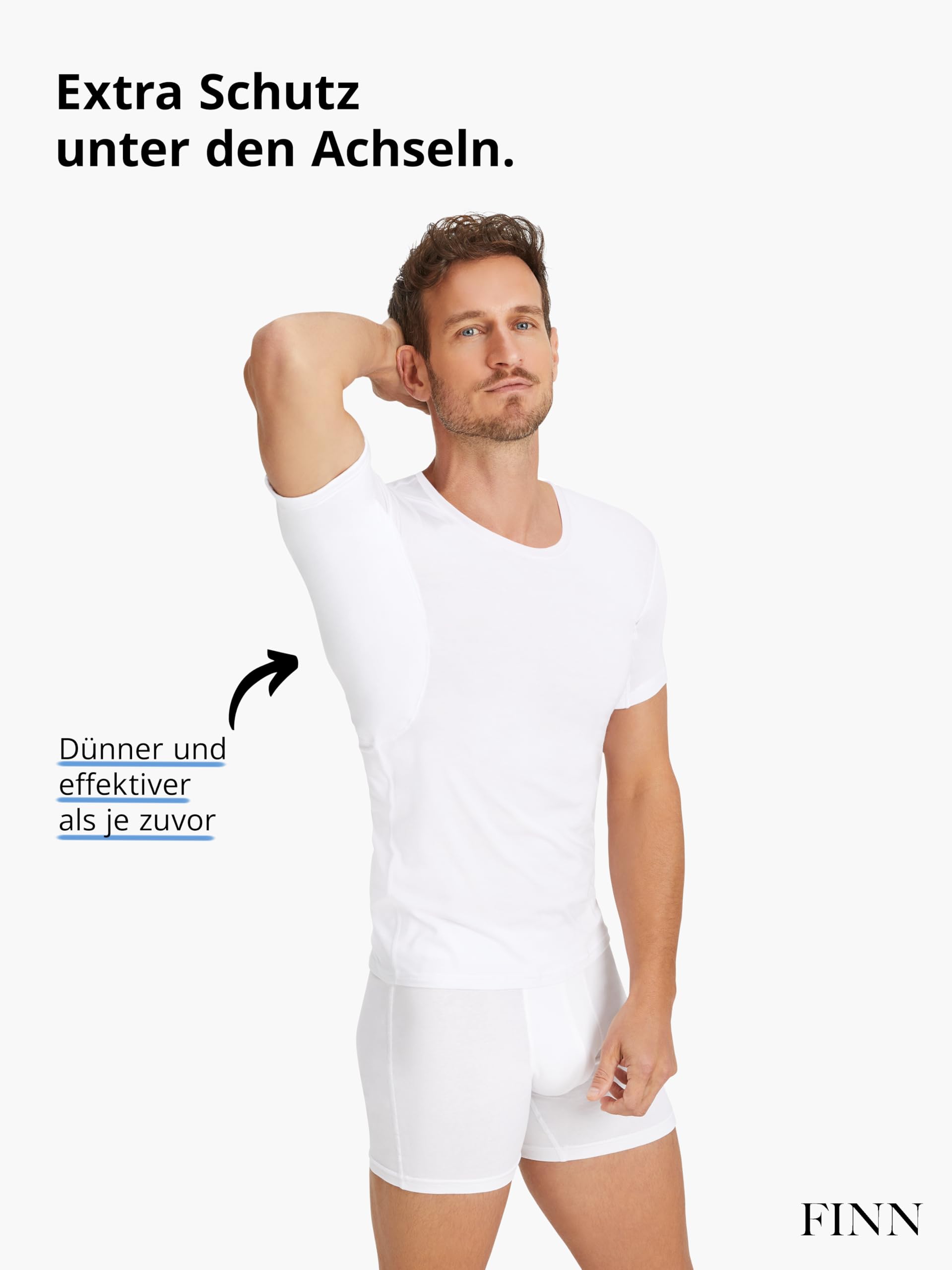 FINN T-Shirt Anti-Transpiration imperméable pour Homme avec Coussinets sous Les aisselles – Minimise Les Taches de Transpiration sur Tout Le Haut du Corps, même en Cas de Forte Transpiration