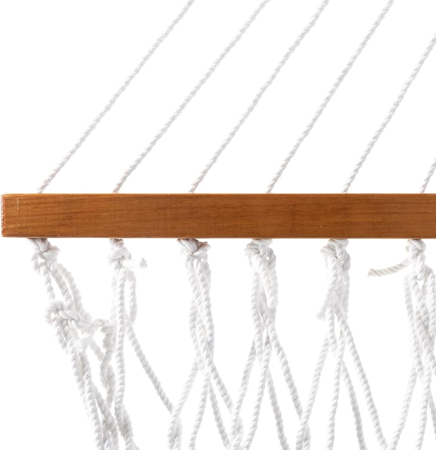 Original Pawleys Island Deluxe White DuraCord Rope Hammock – 13 ft. x 60 in., 2-Person, 450 lb Capacity, Oak Spreader Bar, Zinc-Plated Hardware, Handcrafted in the USA
