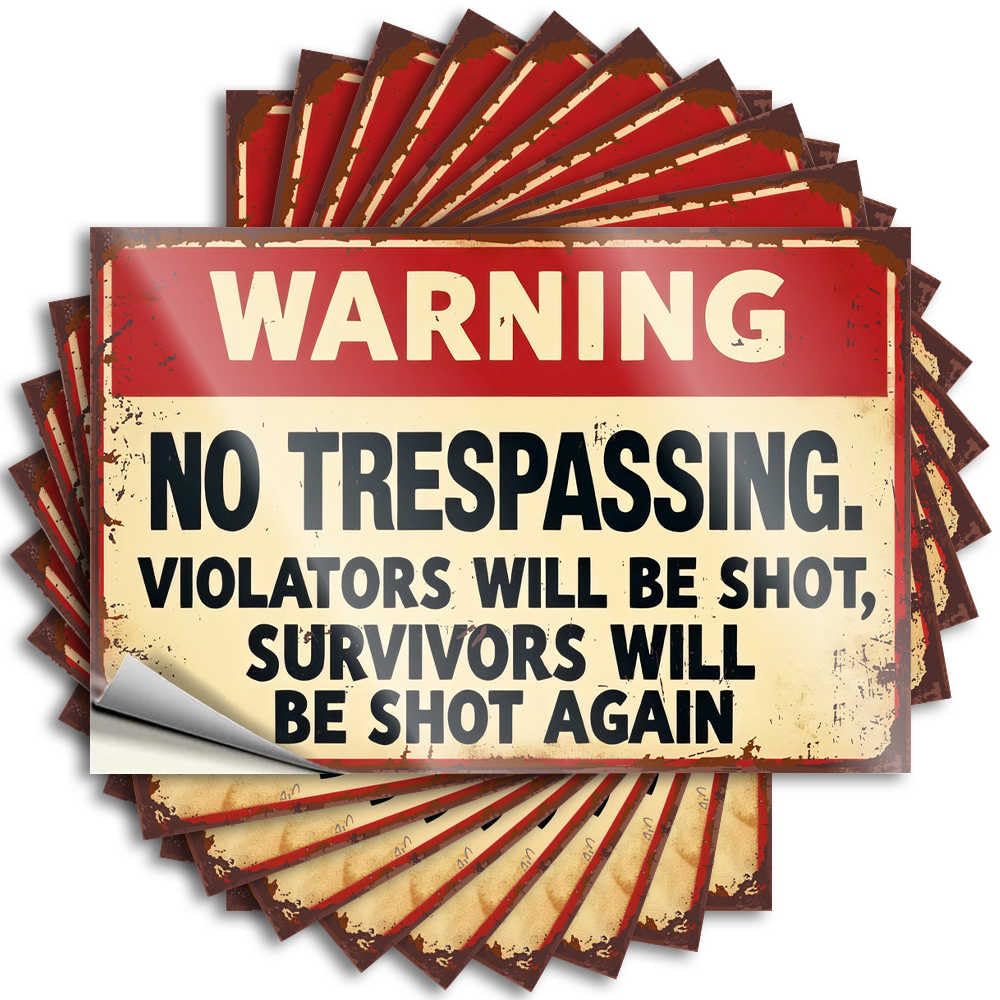 Decals Laptop Scratch Resistant Decals, Unique Matte Print for Phone Case Absorbing | Teen Stuff Uv Proof Pack Warning: No Trespassing, Violators Shot!(12X18CM)