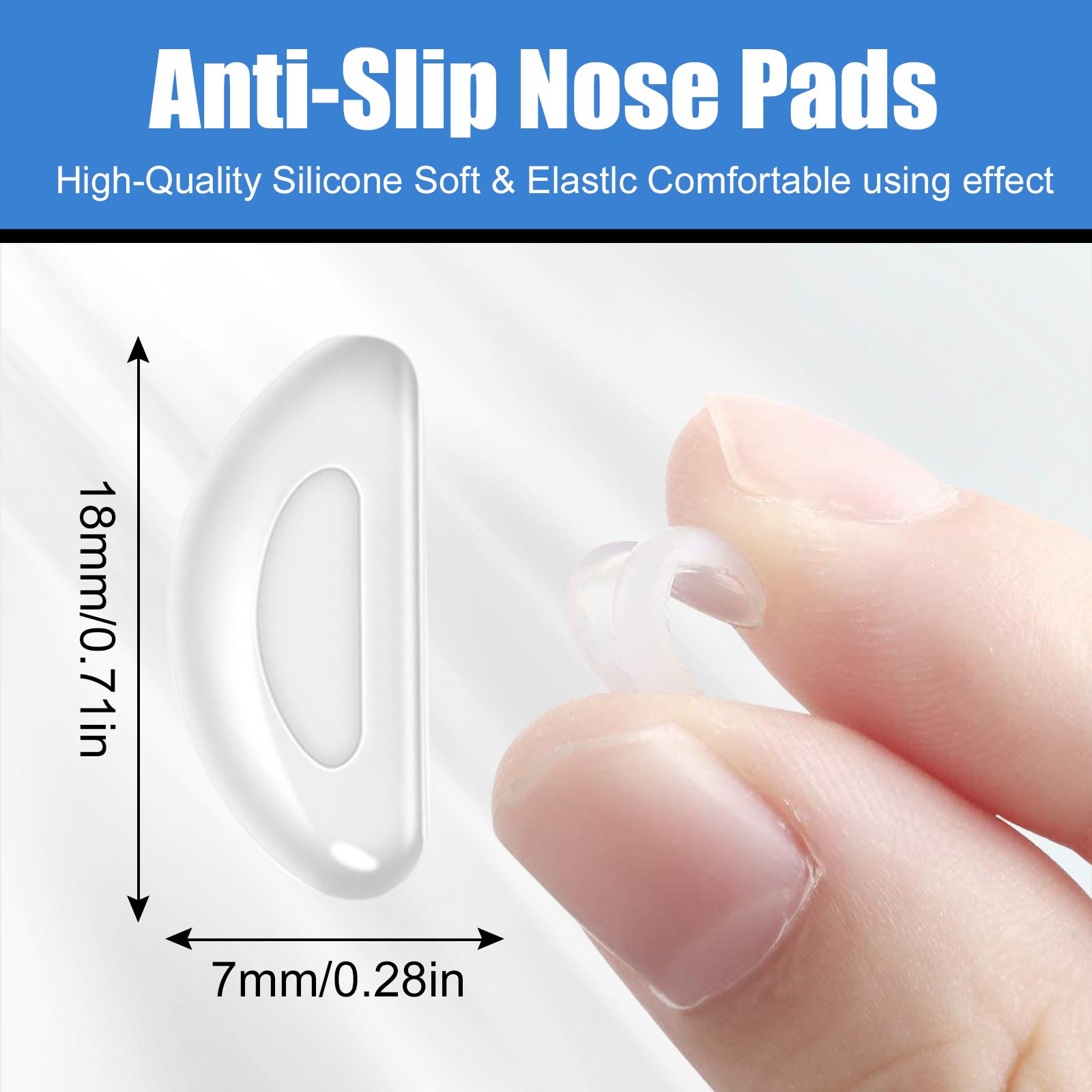 20 paia di naselli per occhiali, 1,0 mm, ultra sottili, in silicone, antiscivolo, adesivi, per montature in plastica, occhiali da lettura