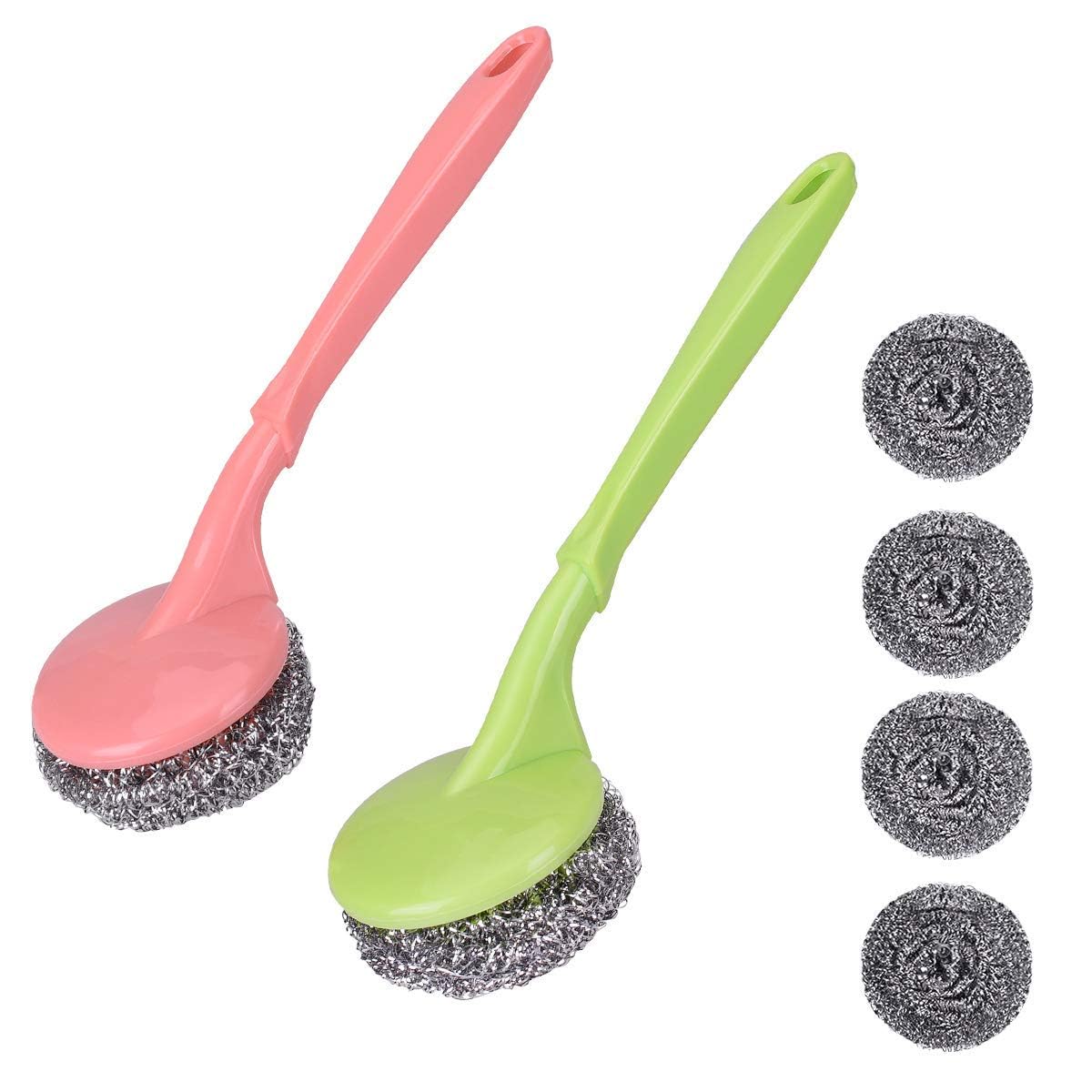 SHOPECOM 6 Pcs Dish Scrubber Set 6 PCS Cleaning Brush Scrub Brush Set for Kitchen and Bathroom Household Use with Various Brushes for Cleaning Dishes, Tiles, Corners and Floors-image-26