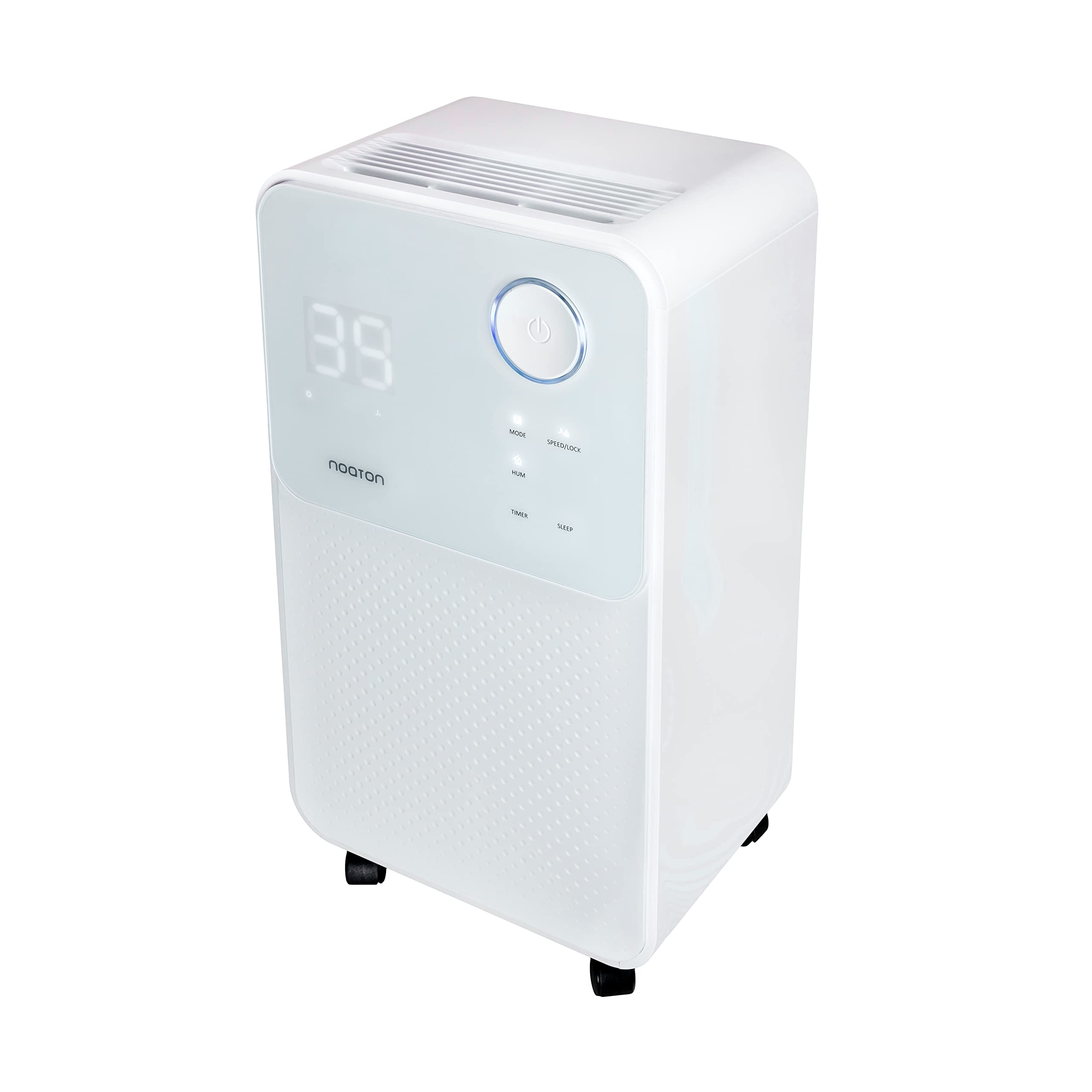 Deshumidificador y purificador de aire Noaton DF 4114, máximo 13,5 l/día, para espacios de hasta 25 m²/63 m3, máximo 180 W, Drenaje Continuo, Secado de Ropa, Temporizador 24h, Filtro de Carbón, R290