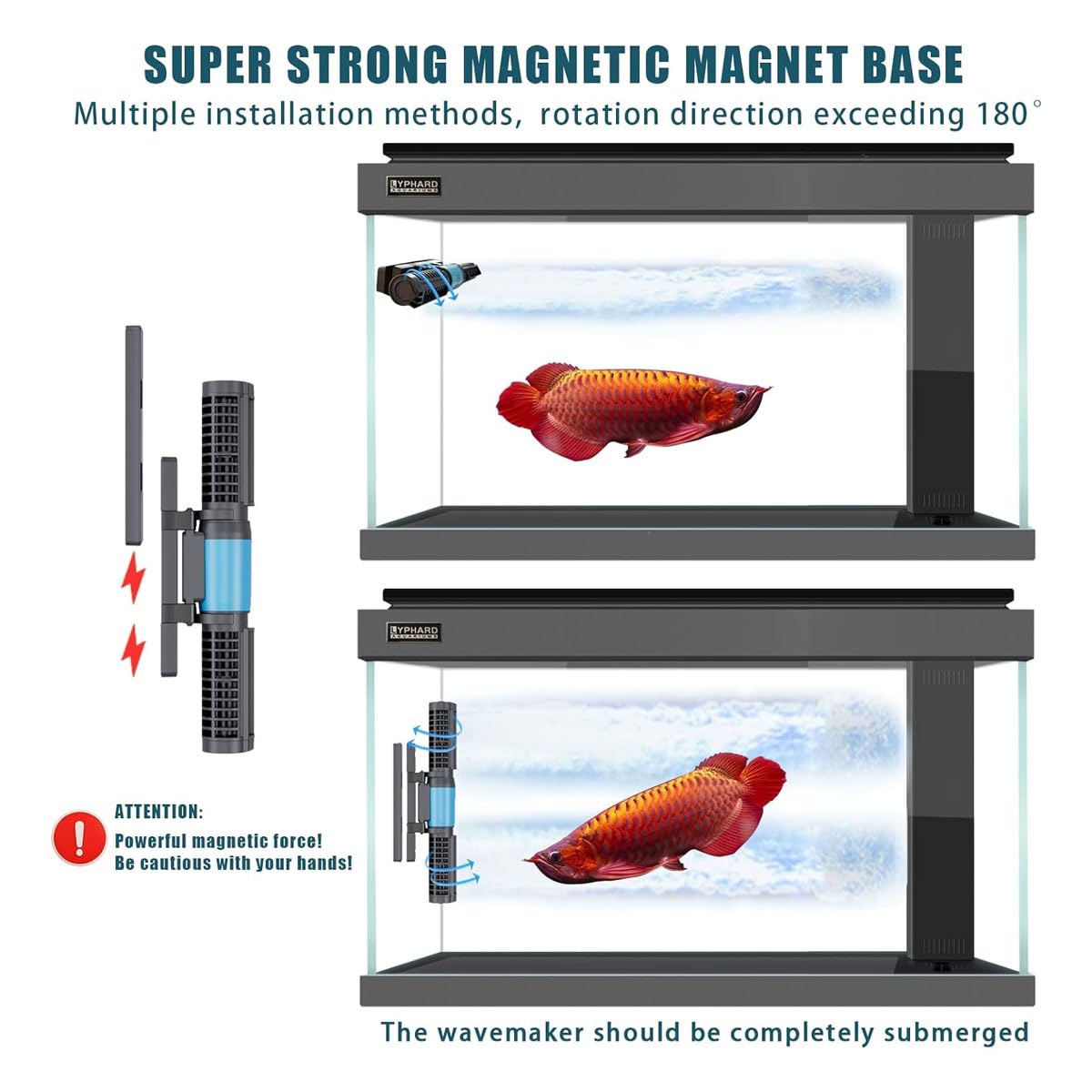 Generador de olas para acuario de 55 W, bomba magnética de 24 V CC con controlador de pantalla LED, bomba de olas de flujo cruzado, adecuada para agua dulce y salada, acuarios domésticos y peceras.