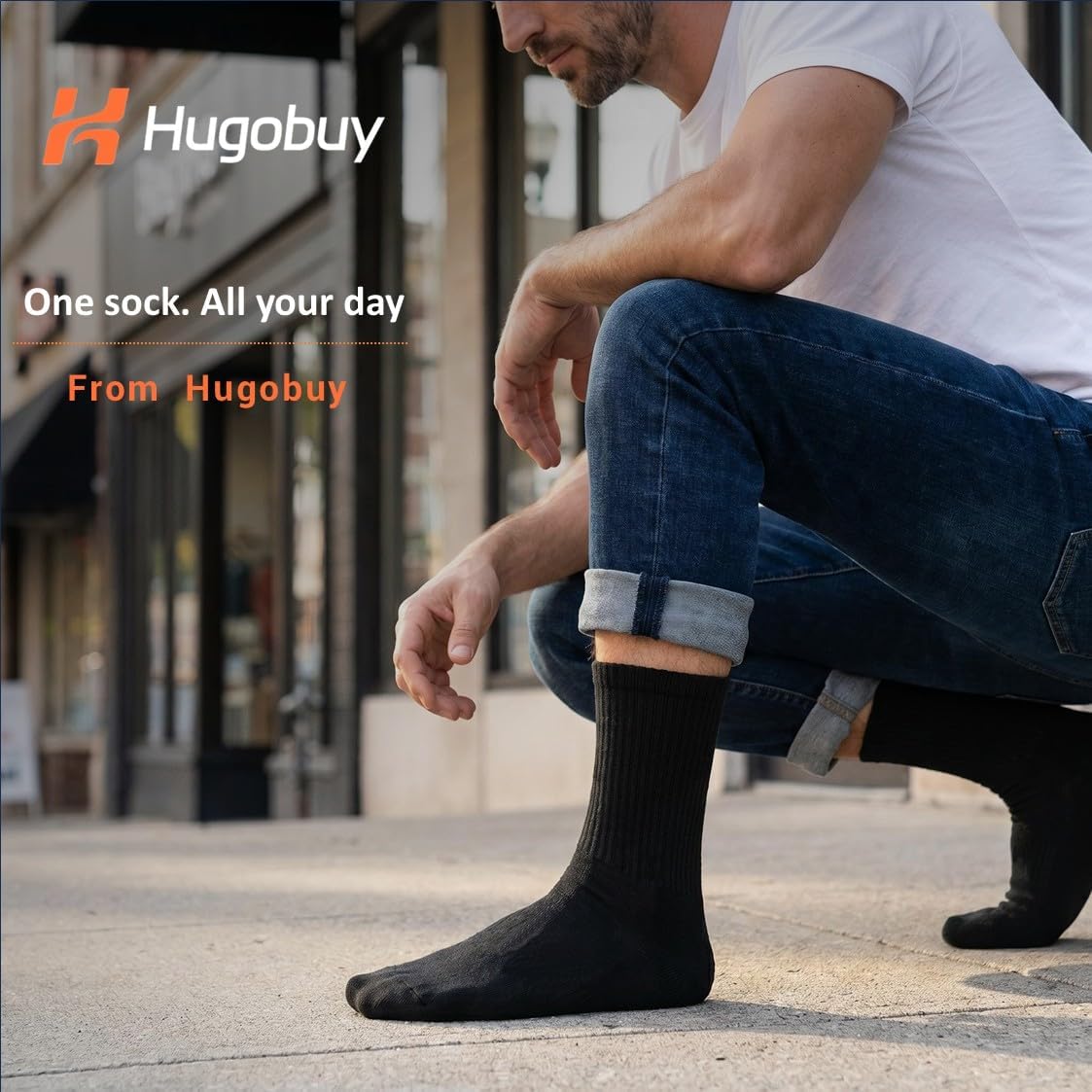 4PACK Mens Business Cushioned Calf Socks Combed Cotton Daily Casual Crew Socks Moisture-Wicking Anti-Pilling