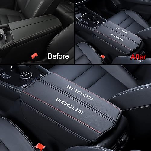 Miniatura 4 de XITER 1 pieza de funda de cuero para consola central y reposabrazos con bolsillos laterales para Nissan Rogue 2021 2022 2023 2024 2025 2026