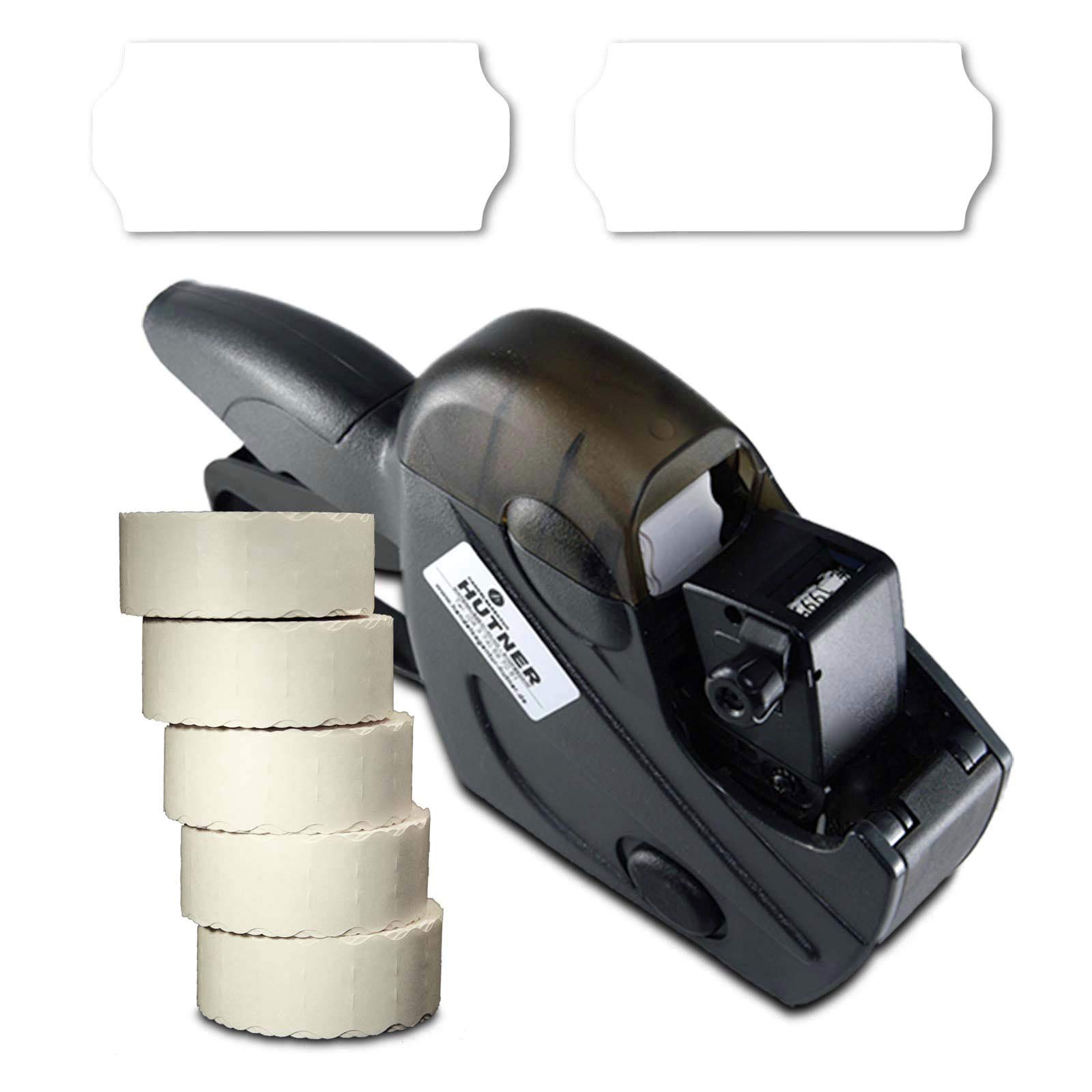 Preisauszeichner Set Uno C6 inkl. 5 Rollen 26x12 Preisetiketten - weiss permanent | Preisauszeichnungsgerät | HUTNER
