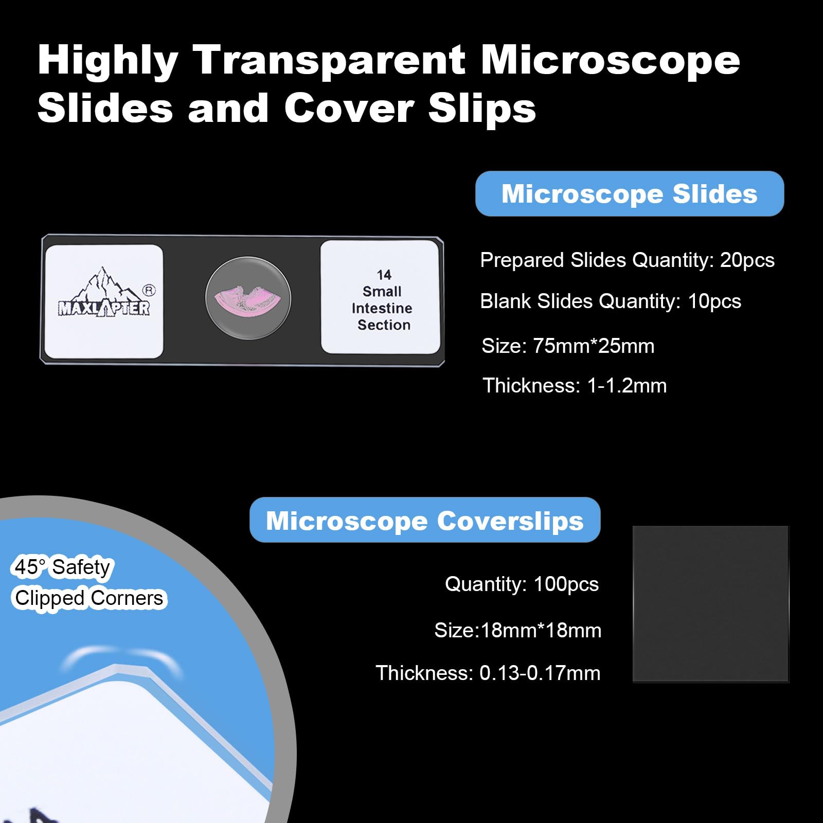 30 Microscope Slides And 100 Covers Set 20 Prepared