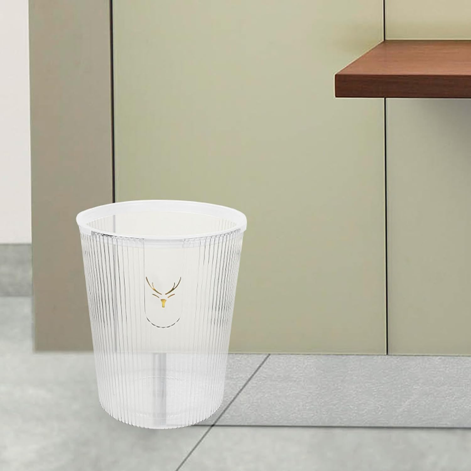 GANAZONO Kitchen Garbage Can, Plastic Household Wastebasket for Bathroom Bedroom Office, Trash Bin with Press Rim for Home Storage and Organization
