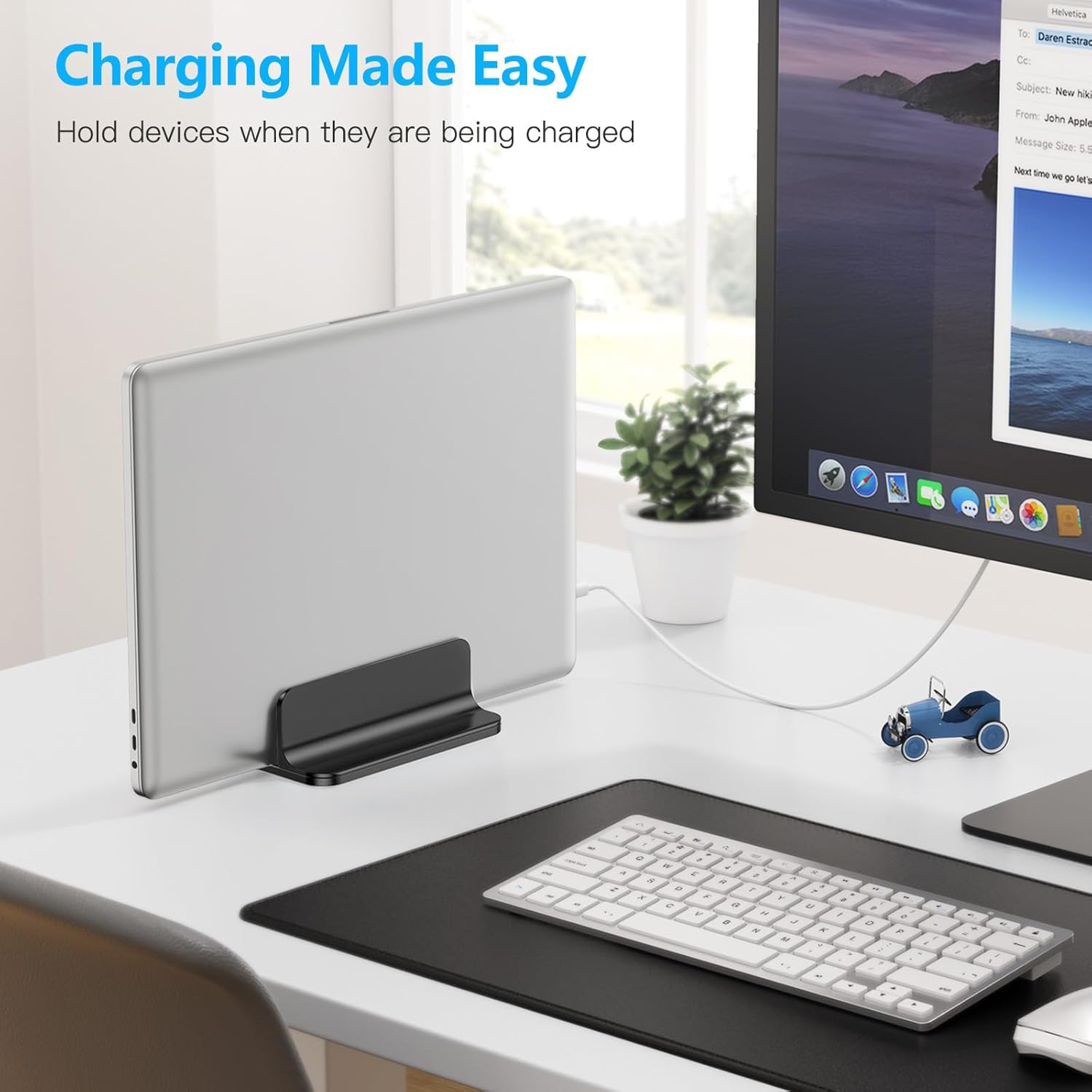 Soporte vertical para computadora portátil [tamaño ajustable],  soporte de escritorio de aluminio para MacBook con base ajustable, se adapta a todas las computadoras portátiles MacBook, Surface, Chromebook y Gaming (hasta 17.3 pulgadas) 8