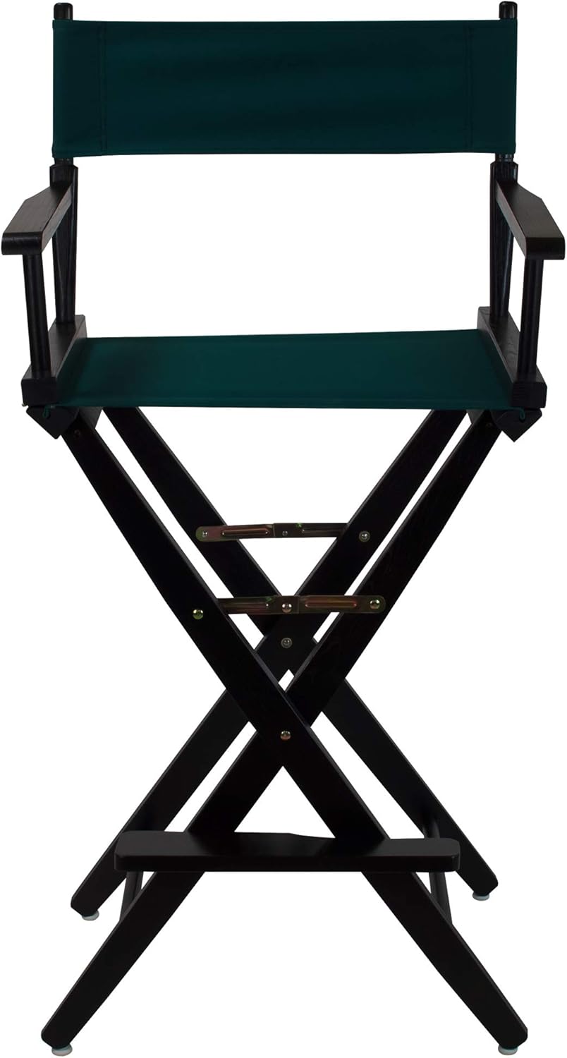 American Trails Extra-Wide Premium Directors Chair 30" H Bar Height Black Frame Hunter Green Canvas