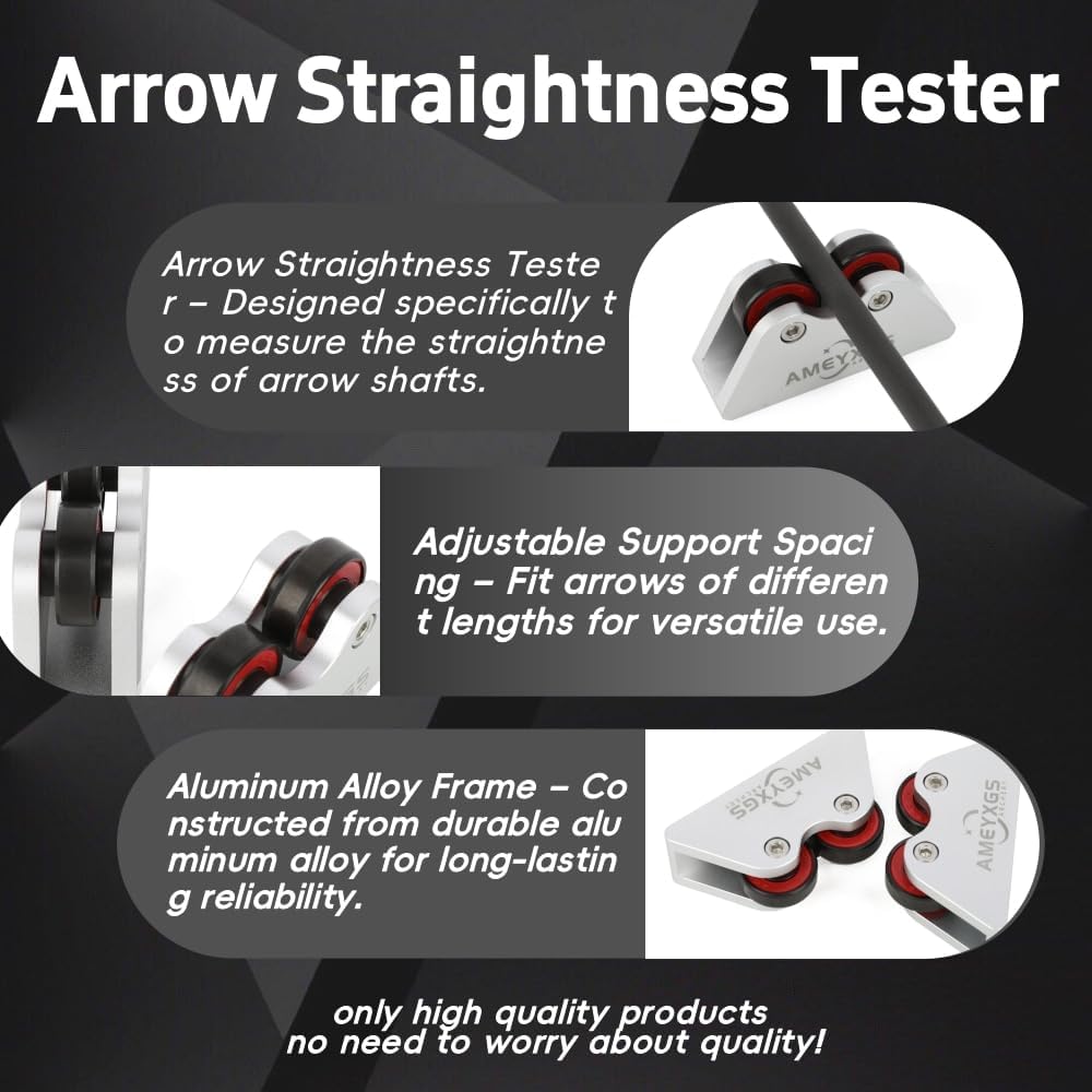 Arrows Straightness Tester Aluminum Alloy with Smooth Rolling Bearing for Bow Hunting Archery Shooting Target Measuring Different Length Shaft Tool