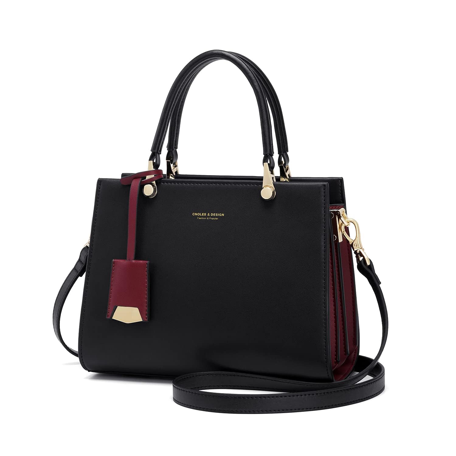 Cnoles Sac à main femme en cuir véritable porté à la main, sac bandoulière multifonction fourre-tout grand volume pour travail, voyage et université