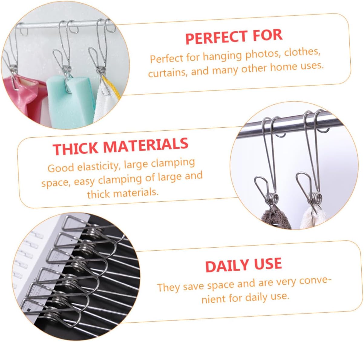 Clothes Pegs for Washing Line 30 pcs Clothes pins Hook Clip Underwear Universal Stainless Steel Clips Heavy Duty Picture