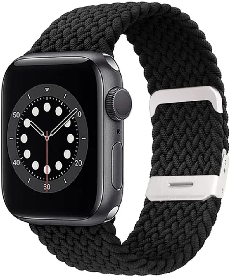 Braided Wrist Strap Compatible With Apple Watch Band 38mm 40mm 41mm 42mm 44mm 45mm for Men and Women, Adjustable Stretch Nylon Elastic for iWatch Series Ultra SE 8 7 6 5 4 3 2 1