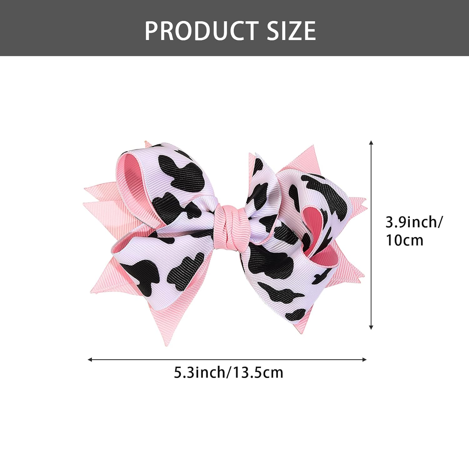 2PCS Bow Hair Clip,Cow Print Hair Bow Clips for Girls,Hair Bows for Girls,Pink Cow Bow Alligator Clips Hair Accessories for Toddlers Children Birthday Party Outfit Decor Gift - Image 2