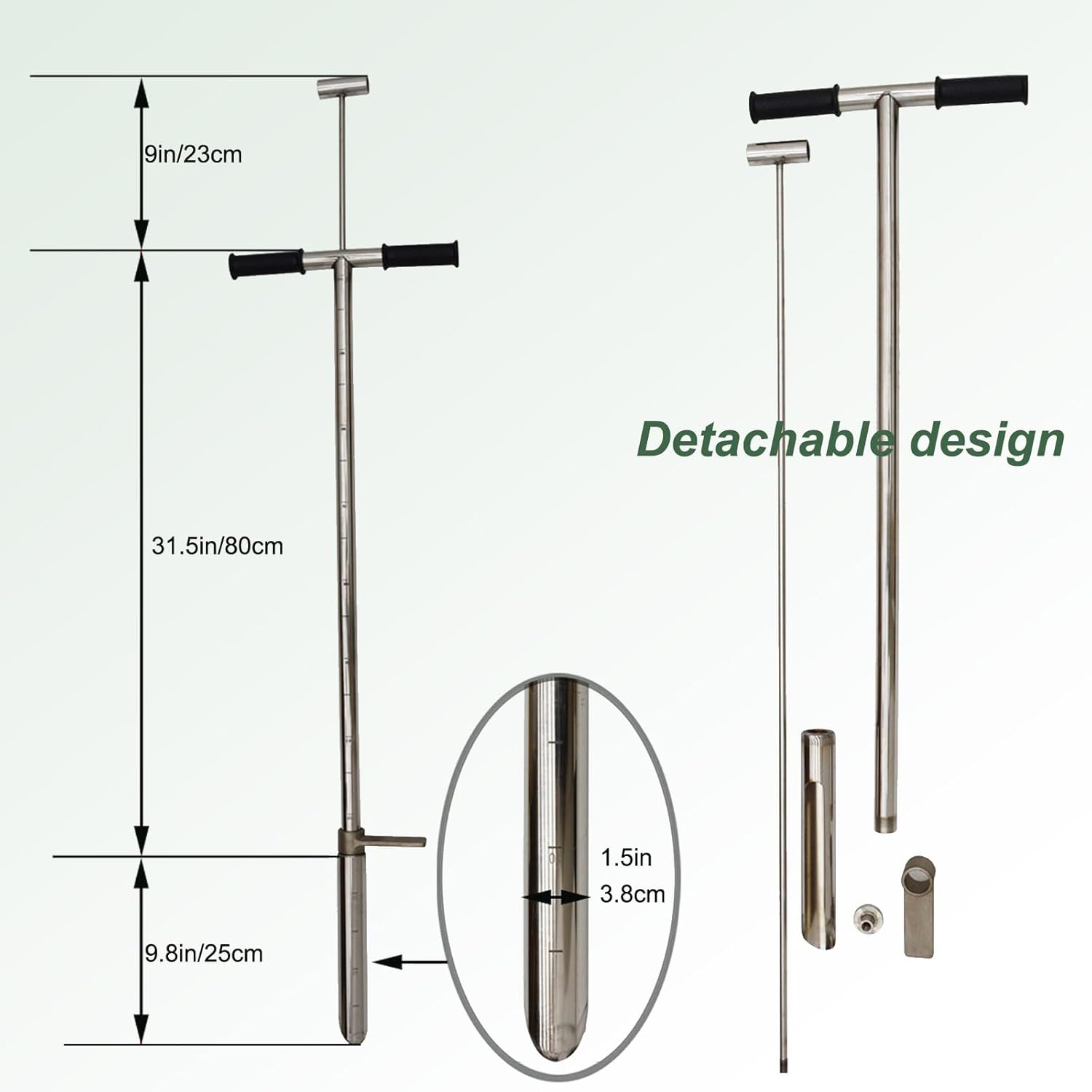 40inch Soil Sampler Probe Kit with Sample Ejector 304 Stainless Steel Gator Probe Step Tube Sampler Probe