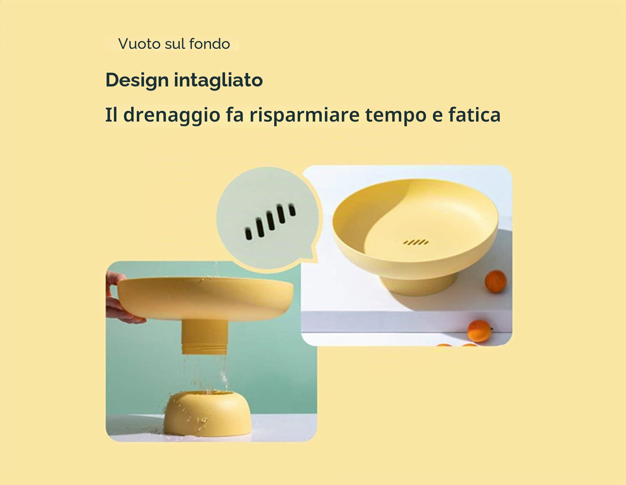 onefitow Cesto per frutta Cestino per frutta per piano di lavoro della cucina Cestini portaoggetti da cucina Supporto per organizzazione, centrotavola decorativo per bancone o tavoli da pranzo (giallo