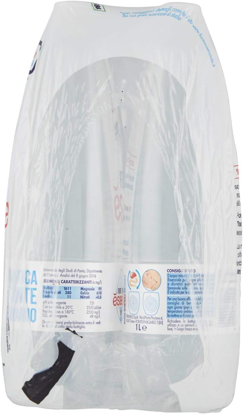 Italian Gourmet acqua minerale naturale, stilles Wasser aus Boario 24 x 1L | Per benessere quotidiano / für Trinkkur und leichte Routine, geeignet zu, Gesamtnettogewicht 24 L + Kostenlos Polpa 400g