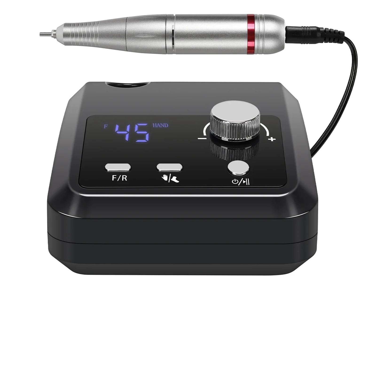 Ponceuse à ongles professionnelle 45000 tr/min avec grand écran LCD, polisseuse électrique for manucure et nail art(White Set,UK)