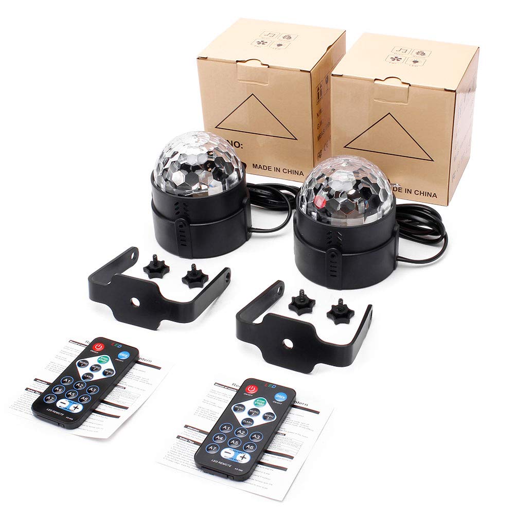 Lumières disco U 'King, télécommande DJ Party Lights 3 W 7 couleurs lumière stroboscopique activée par le son lumières de fête pour Noël, pub, mariage, club, spectacle