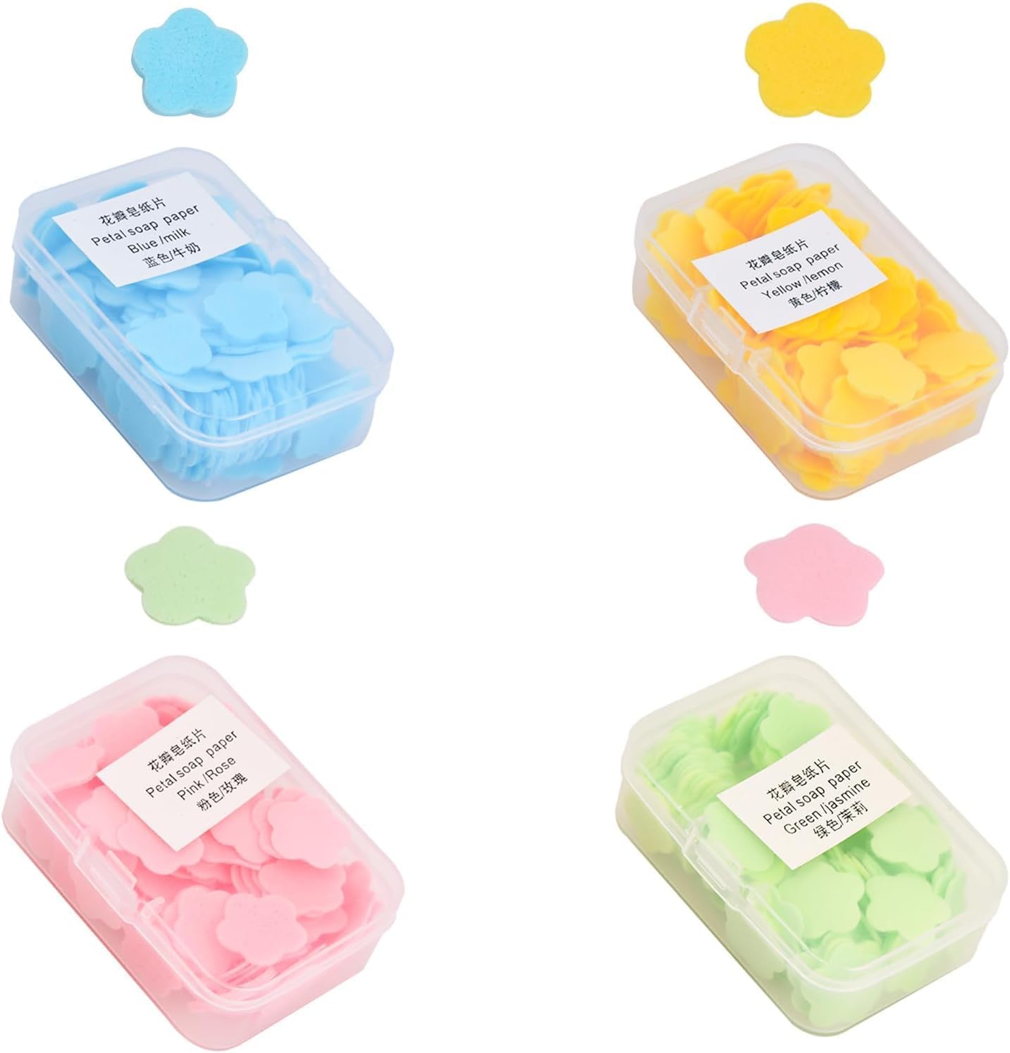 KGDUYC Lot De 4 200 Pièces Savon Portable,Feuille De Savon, Feuille De Savon De Voyage,savon Feuille,boîtes De Savon Jetables En Papier, Feuilles De Savon Pour Voyage, Camping, Randonnée