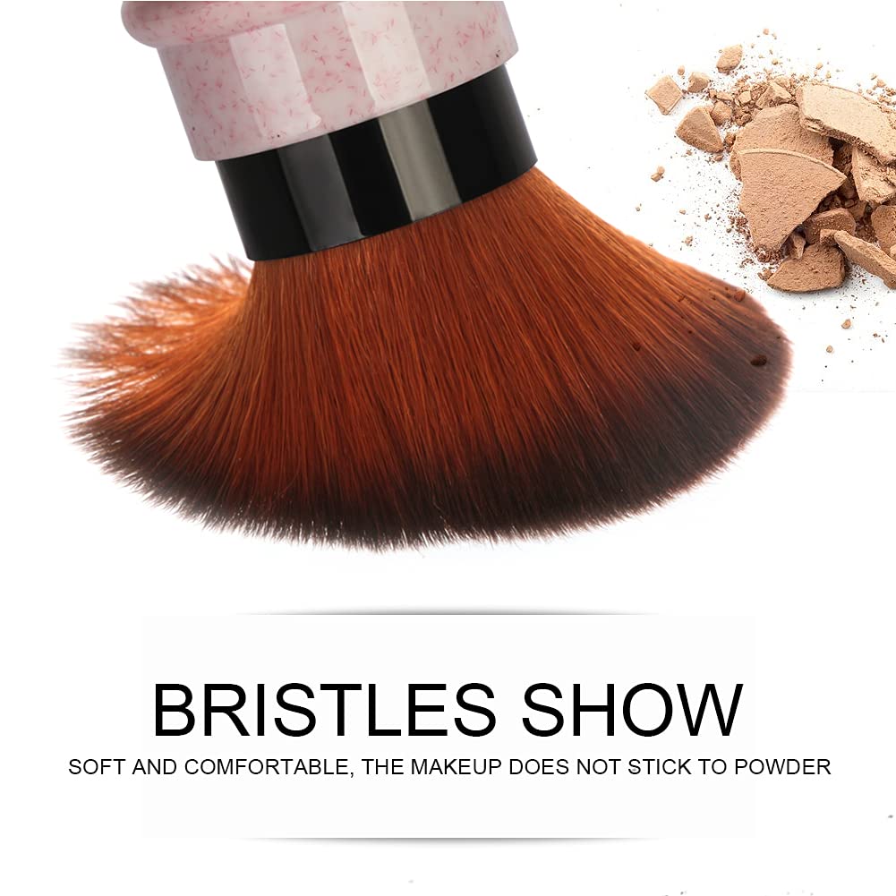 Retractable Kabuki Brushes Powder Foundation Blush Concealer Makeup Brush Portable With Cover - Green