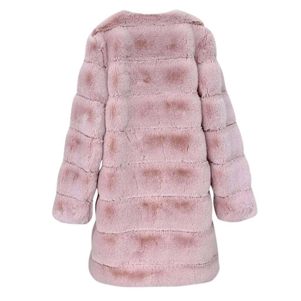 Trench Coat - Giacca invernale da donna, a maniche lunghe, con calda imbottitura, in pelliccia sintetica, alla moda, fuzzy Fluffy, in peluche
